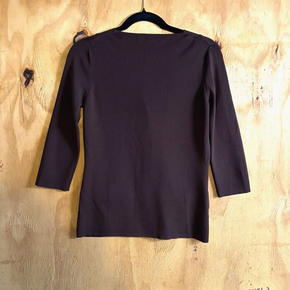 Max Studio Button Up 1/4 Sleeve Cardigan Sweater Chocolate Brown Size XS - Picture 3 of 4